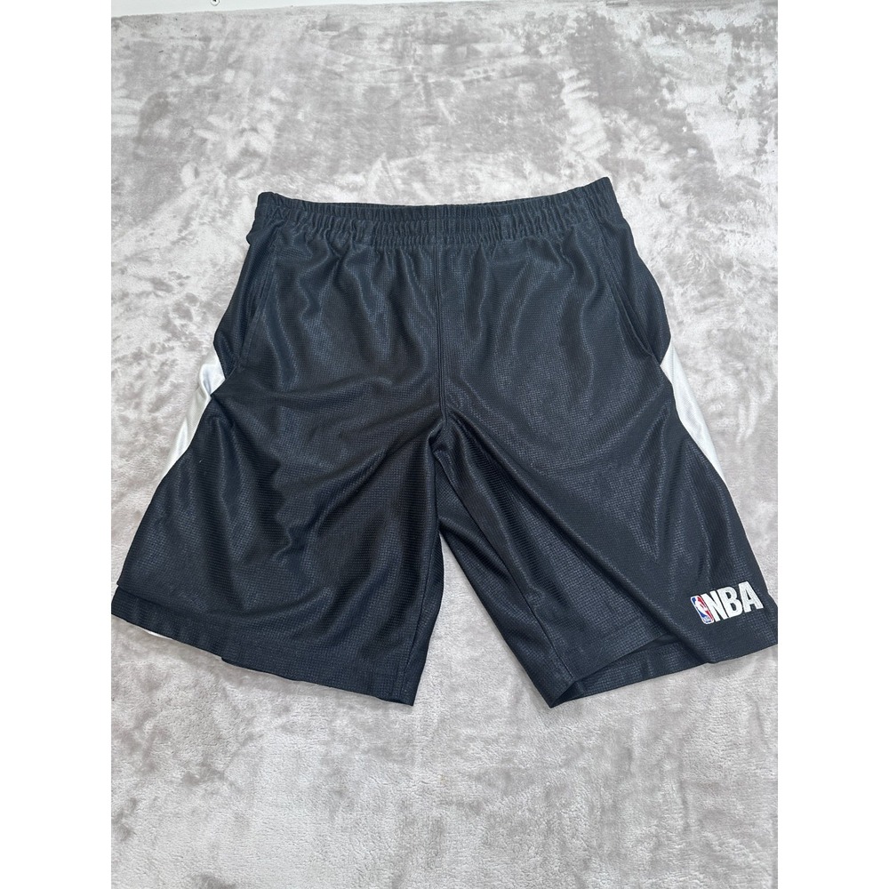 NBA Shorts Basketball Mens Size Large Black Elastic Waist Pockets Sports EUC‎